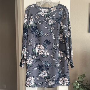 LOFT Outlet Dress Size XS Gray Blue Pink Floral Long Sleeve